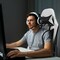 Costway Massage Gaming Chair Reclining Racing Office Computer Chair with Footrest White\Blue\Pink\Red